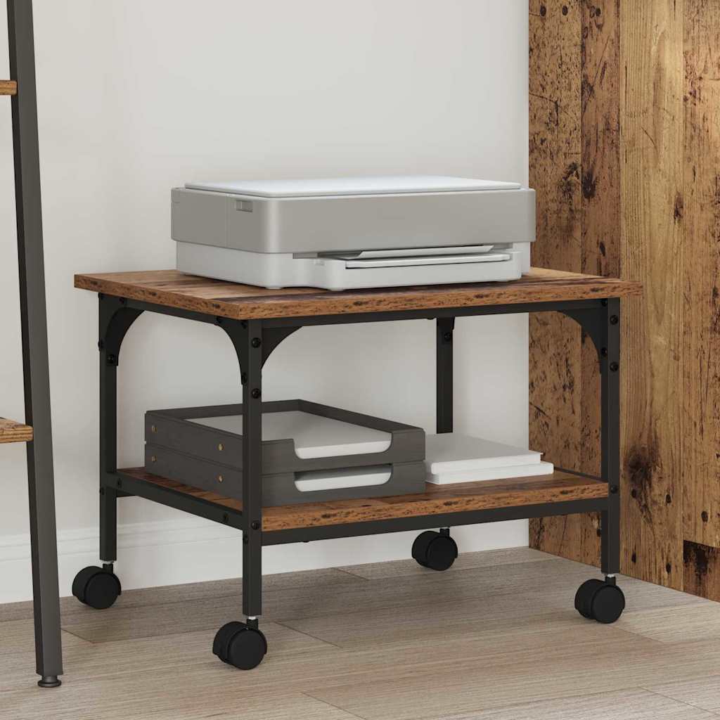 vidaXL Printerkastje 2-laags 50x40x38 cm bewerkt hout gerookt eiken