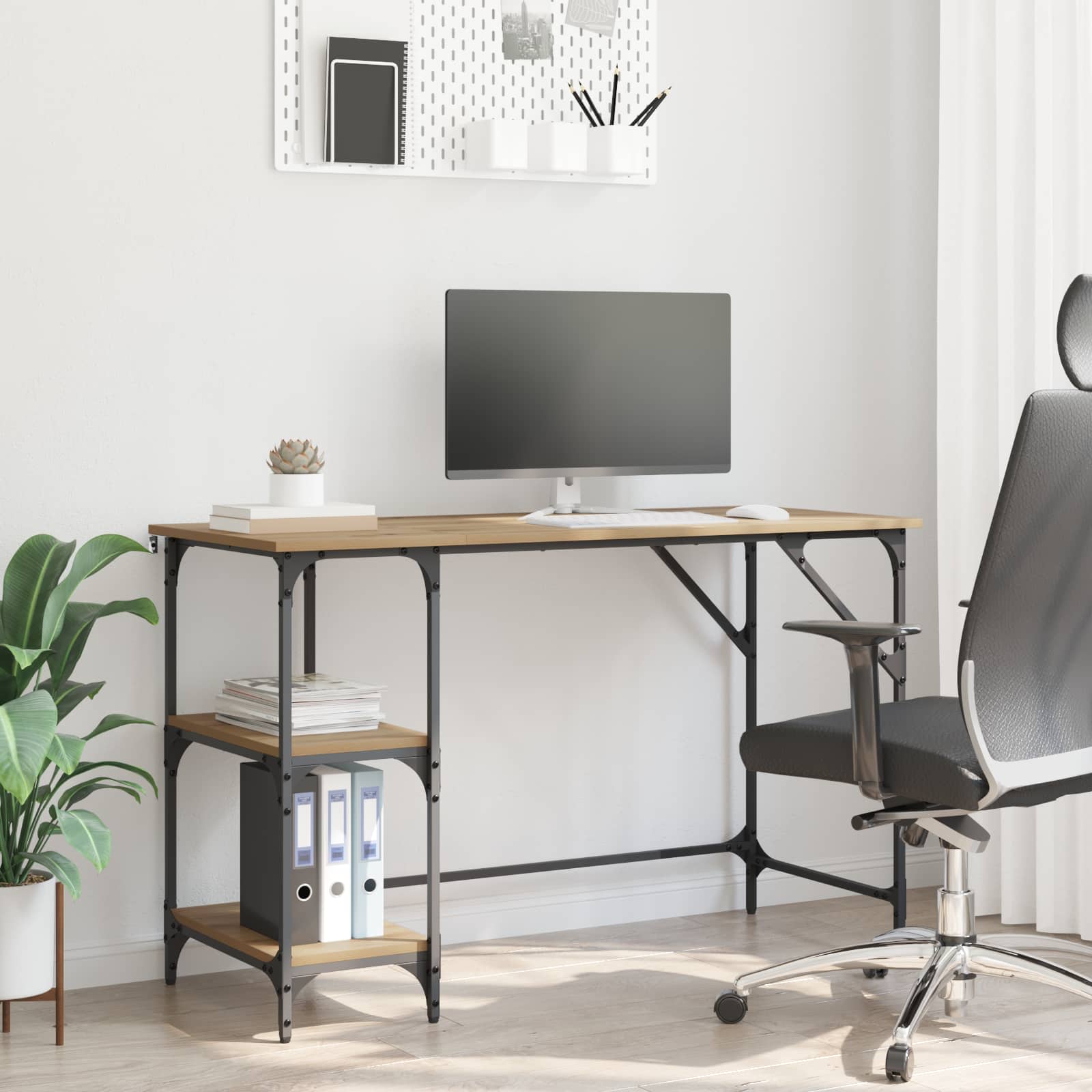 vidaXL Bureau 120x50x75 cm metaal en bewerkt hout sonoma eikenkleurig