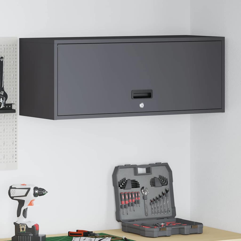 vidaXL Wandkast voor Garage Zwart 90 x 40 x 53 cm Poedercoating staal