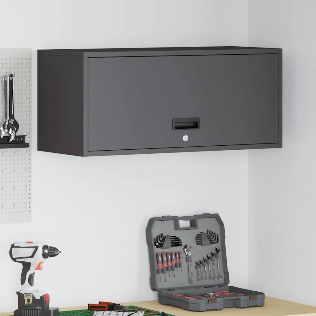 vidaXL Wandkast voor Garage Zwart 90 x 40 x 53 cm Poedercoating staal