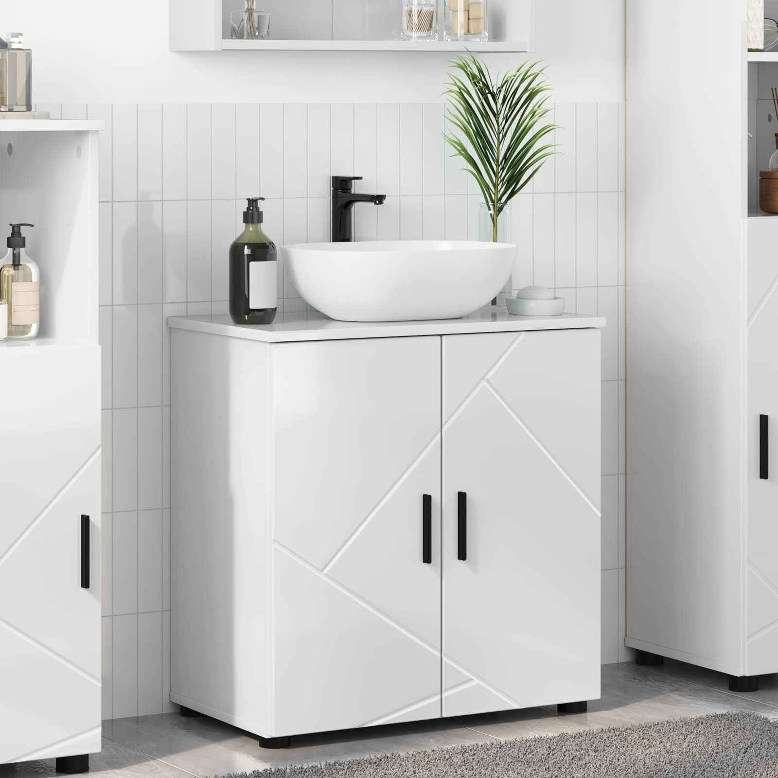 vidaXL Badkamer Kast met plank Wit 61 x 35 x 64 cm Bewerkt hout