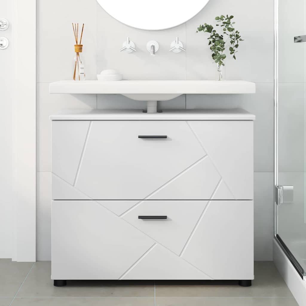 vidaXL Badkamer Kast met lade Wit 76,5 x 35 x 64 cm Bewerkt hout
