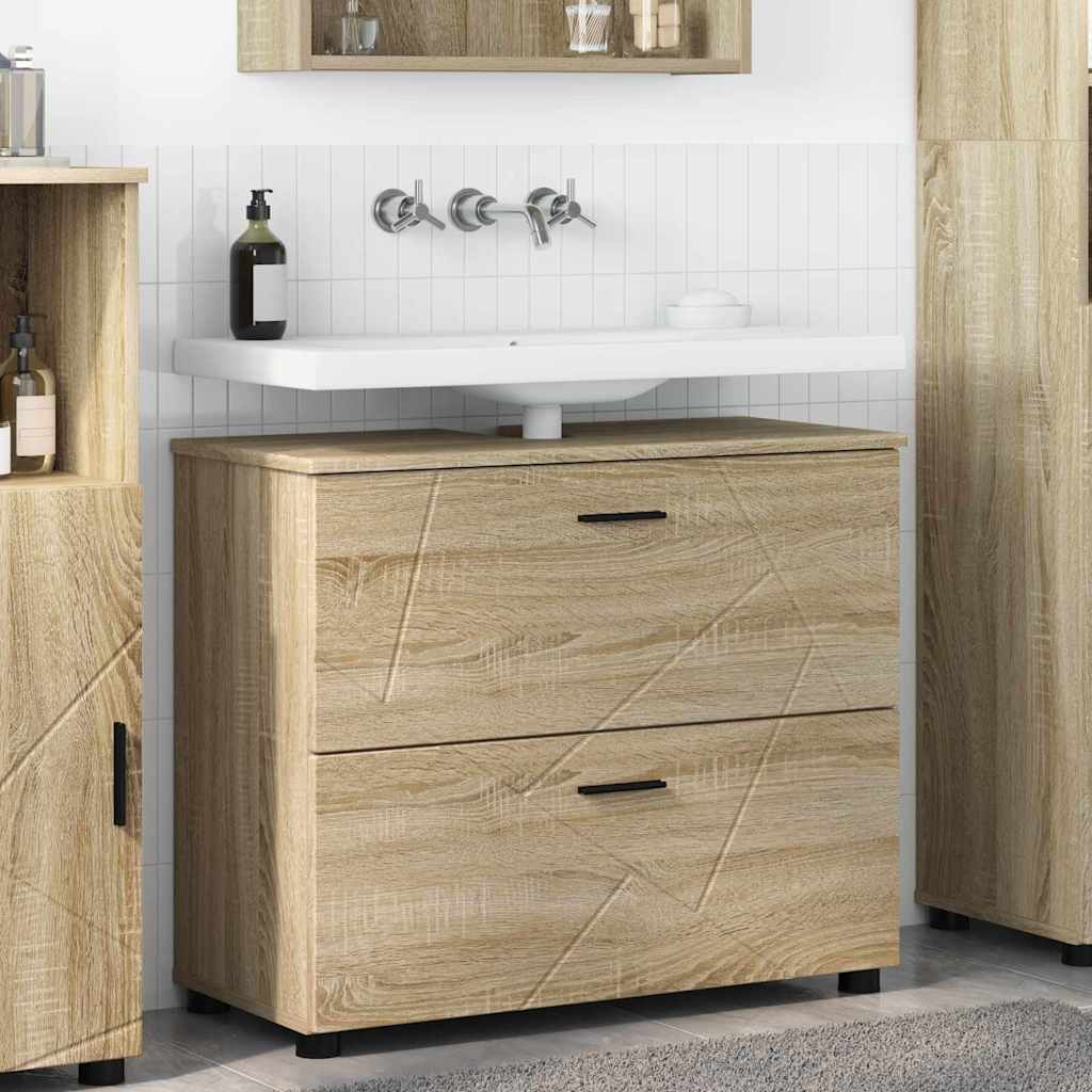 vidaXL Badkamer Kast met lade Wit 76,5 x 35 x 64 cm Bewerkt hout