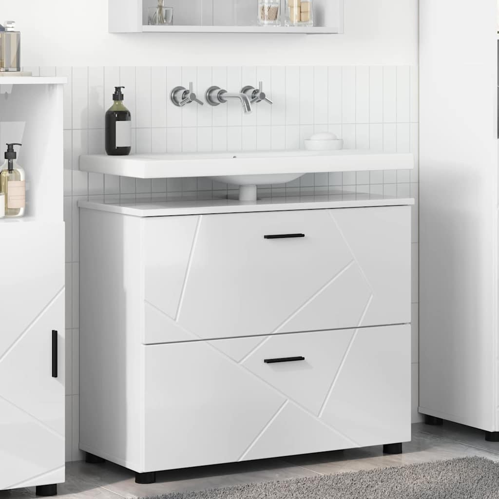 vidaXL Badkamer Kast met lade Wit 76,5 x 35 x 64 cm Bewerkt hout