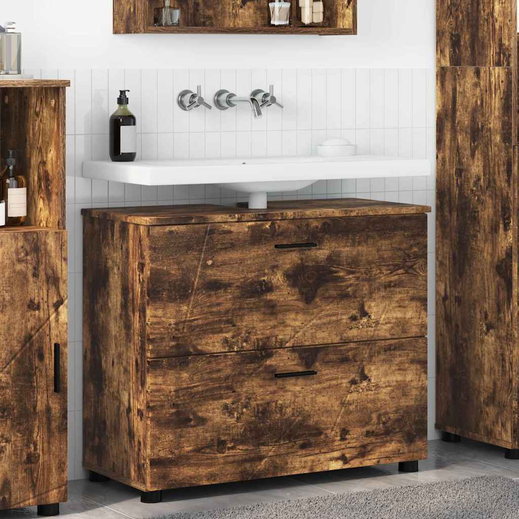 vidaXL Badkamer Kast met lade Wit 76,5 x 35 x 64 cm Bewerkt hout