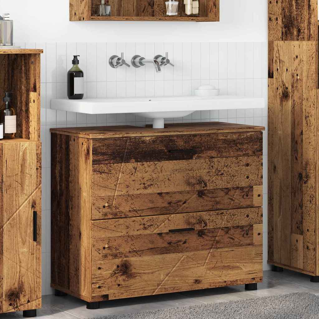 vidaXL Badkamer Kast met lade Wit 76,5 x 35 x 64 cm Bewerkt hout