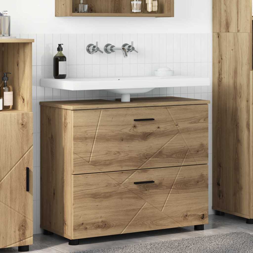 vidaXL Badkamer Kast met lade Wit 76,5 x 35 x 64 cm Bewerkt hout