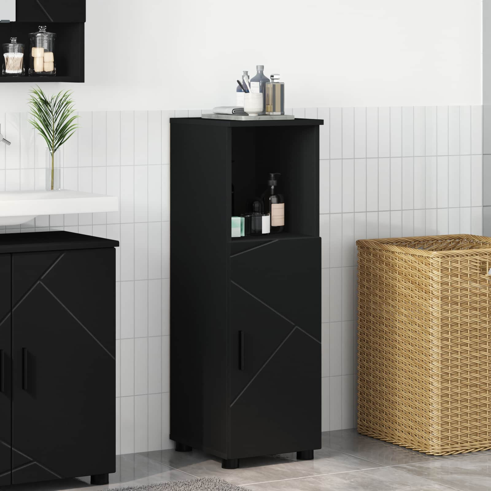 vidaXL Badkamer Kast met plank Wit 30 x 35 x 95 cm Bewerkt hout