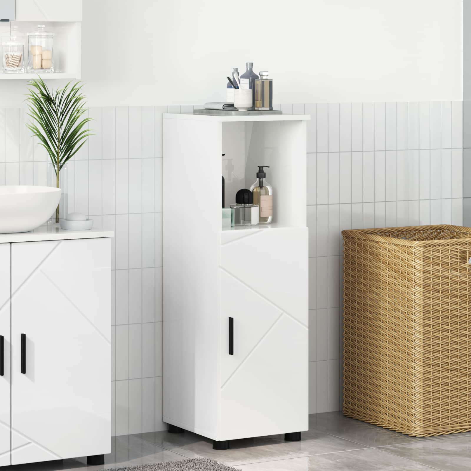 vidaXL Badkamer Kast met plank Wit 30 x 35 x 95 cm Bewerkt hout