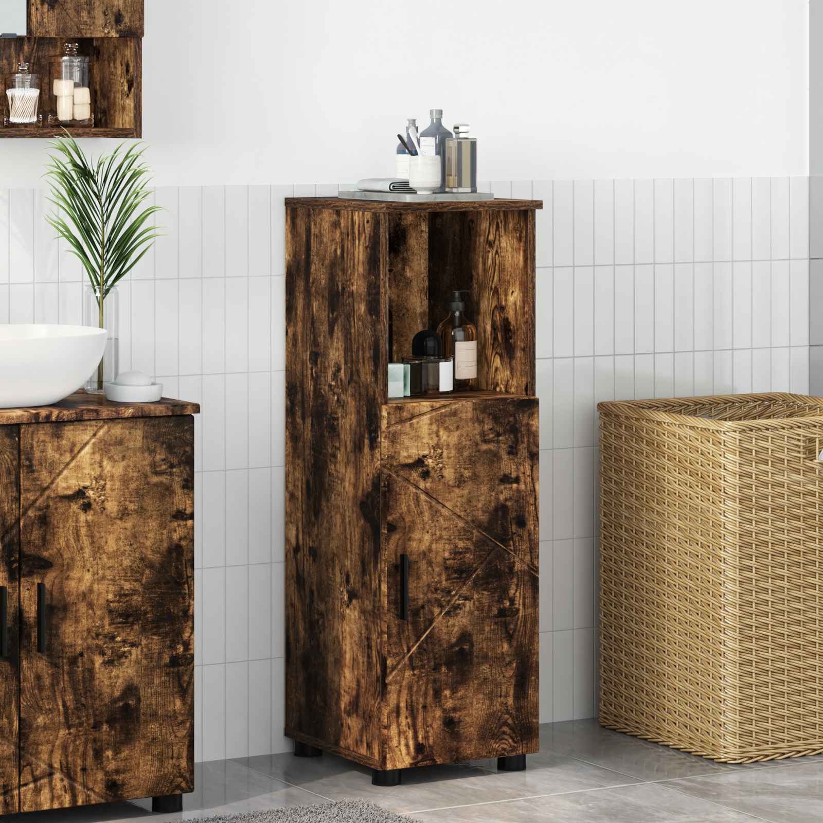 vidaXL Badkamer Kast met plank Wit 30 x 35 x 95 cm Bewerkt hout