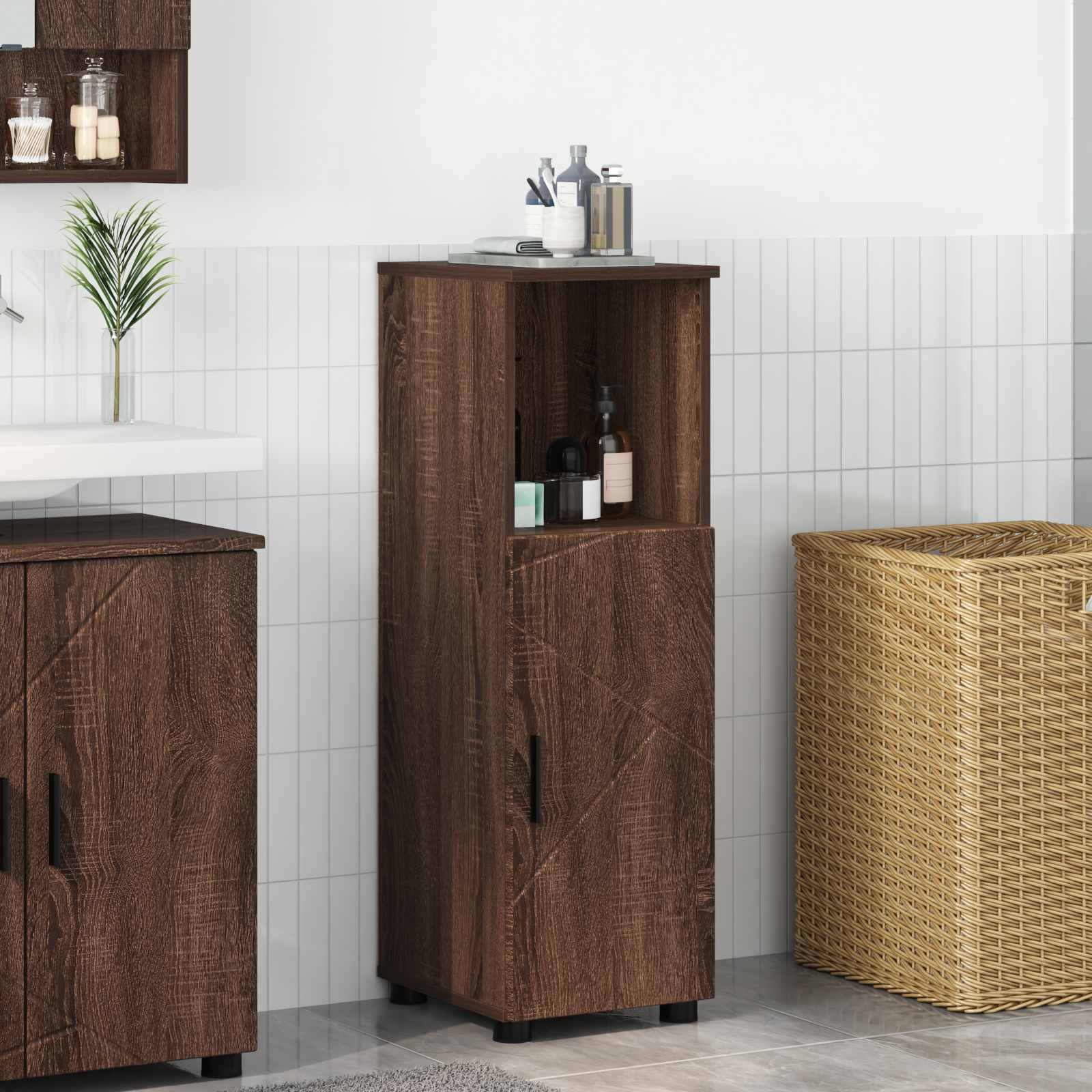 vidaXL Badkamer Kast met plank Wit 30 x 35 x 95 cm Bewerkt hout