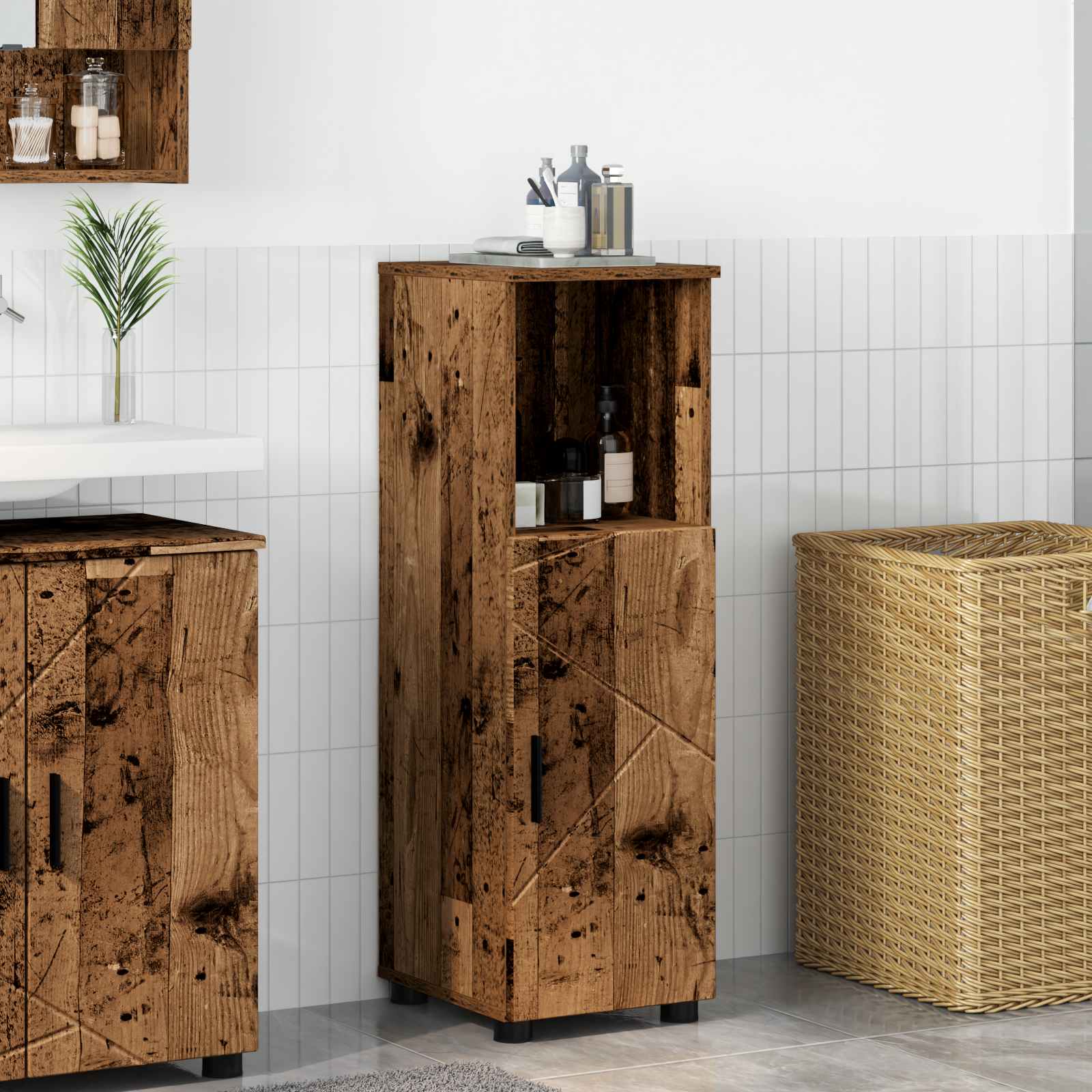 vidaXL Badkamer Kast met plank Wit 30 x 35 x 95 cm Bewerkt hout