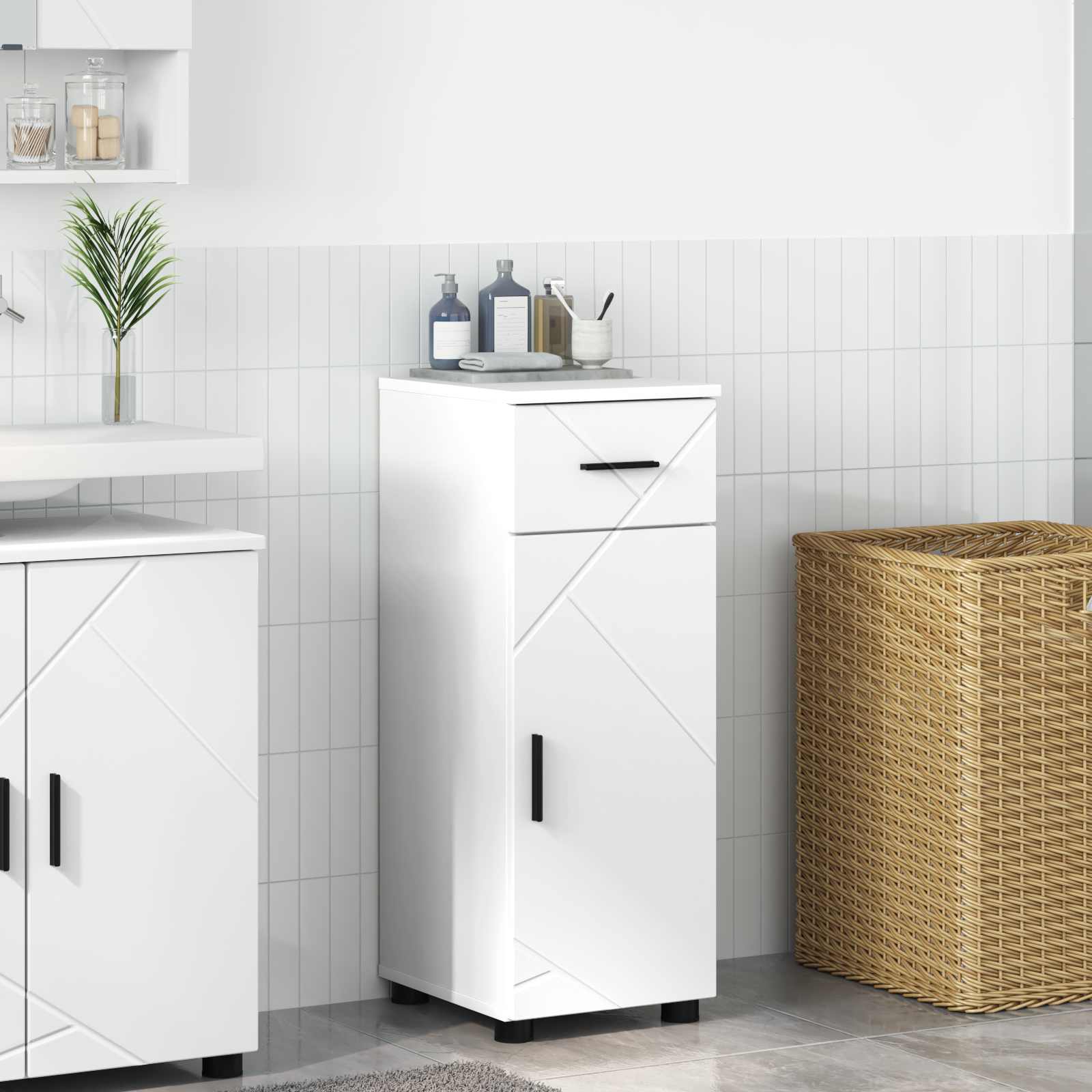 vidaXL Badkamer Kast met lade Wit 30 x 35 x 80 cm Bewerkt hout