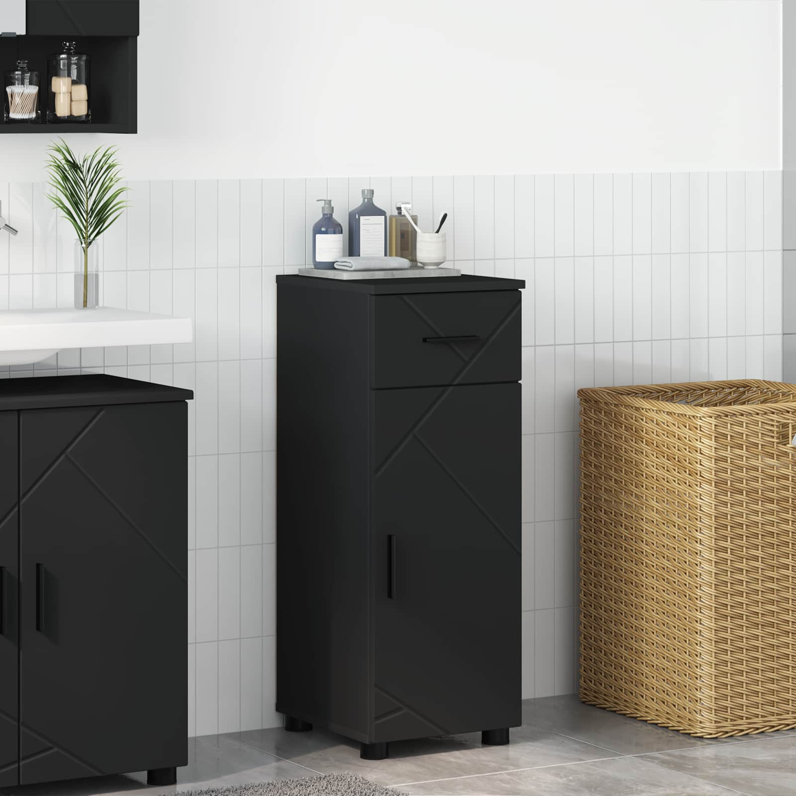 vidaXL Badkamer Kast met lade Wit 30 x 35 x 80 cm Bewerkt hout