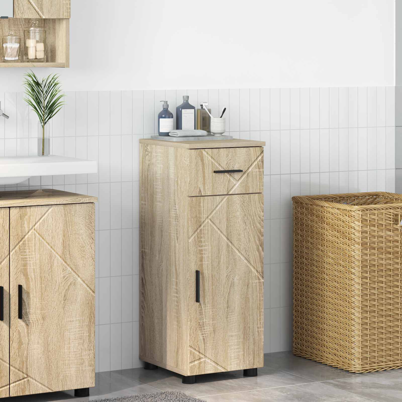 vidaXL Badkamer Kast met lade Wit 30 x 35 x 80 cm Bewerkt hout