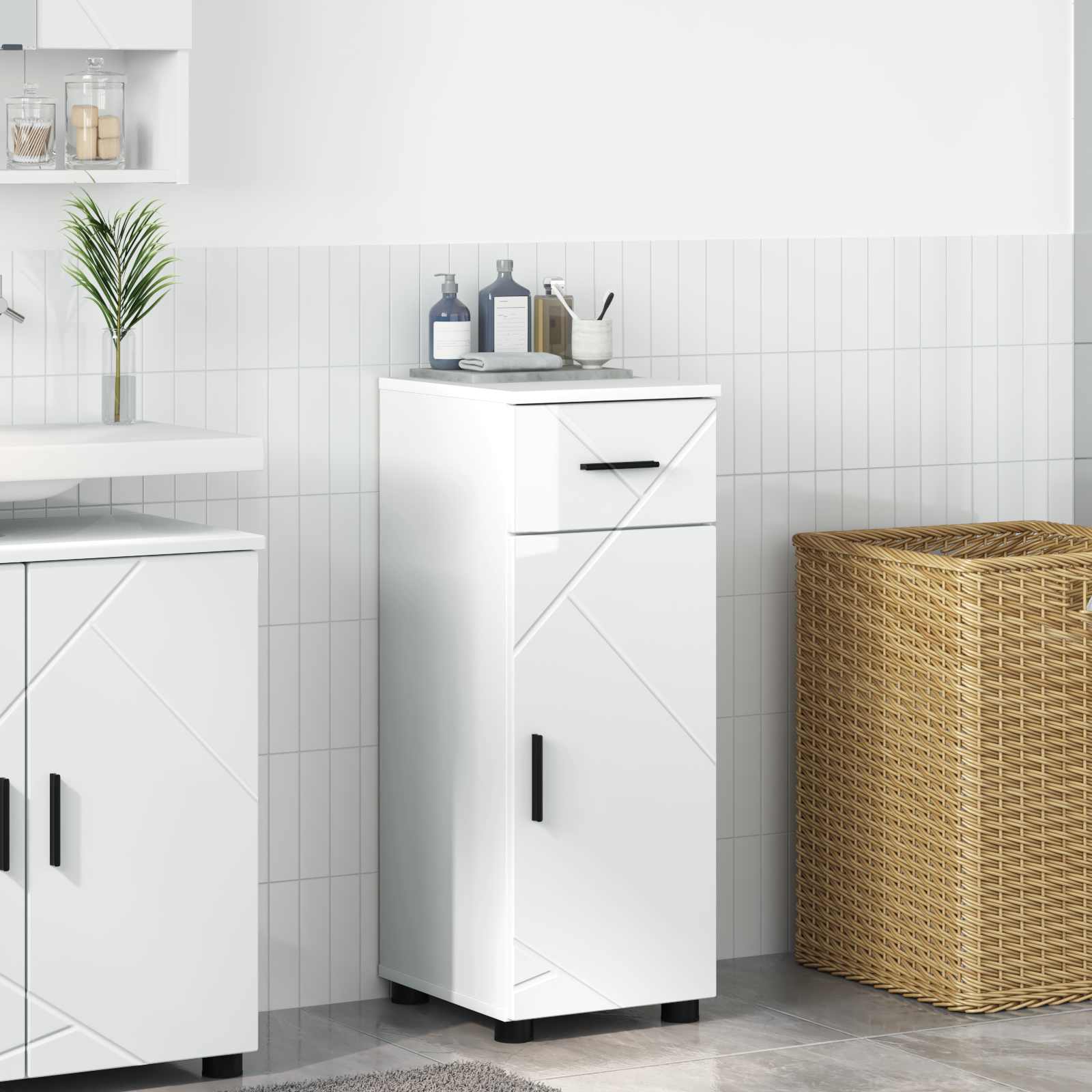 vidaXL Badkamer Kast met lade Wit 30 x 35 x 80 cm Bewerkt hout