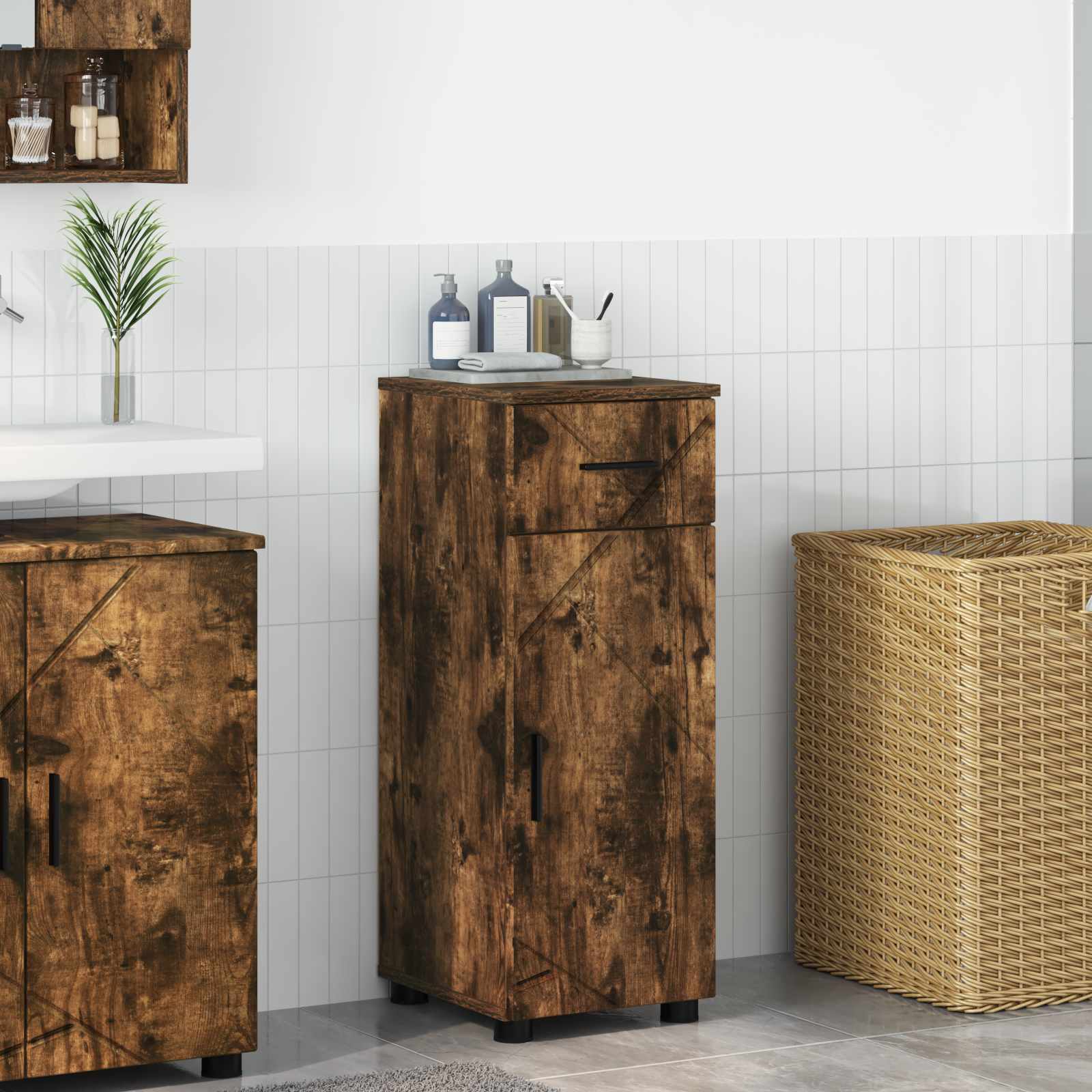 vidaXL Badkamer Kast met lade Wit 30 x 35 x 80 cm Bewerkt hout