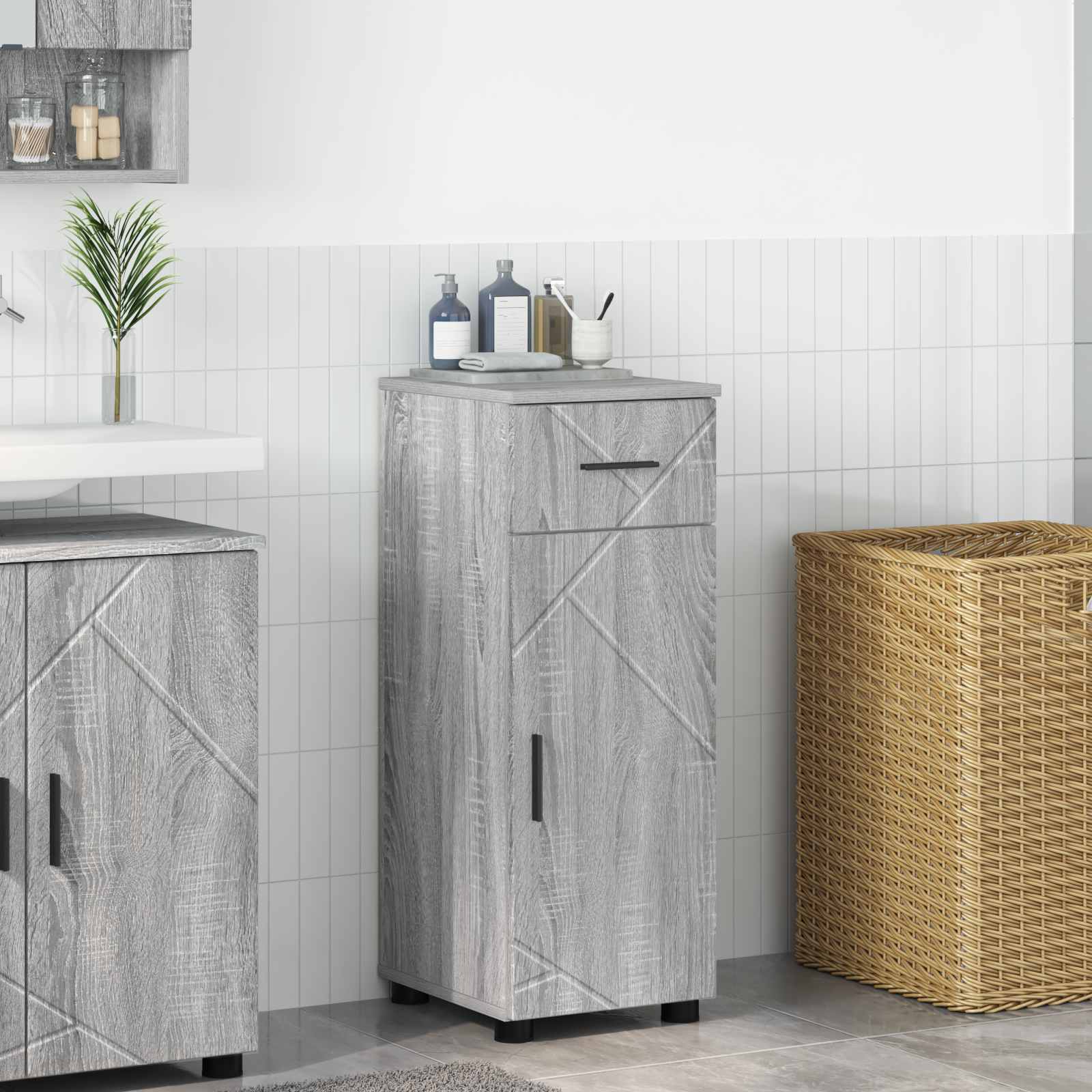 vidaXL Badkamer Kast met lade Wit 30 x 35 x 80 cm Bewerkt hout