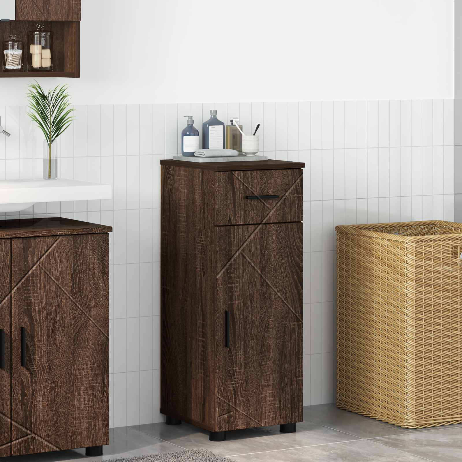 vidaXL Badkamer Kast met lade Wit 30 x 35 x 80 cm Bewerkt hout