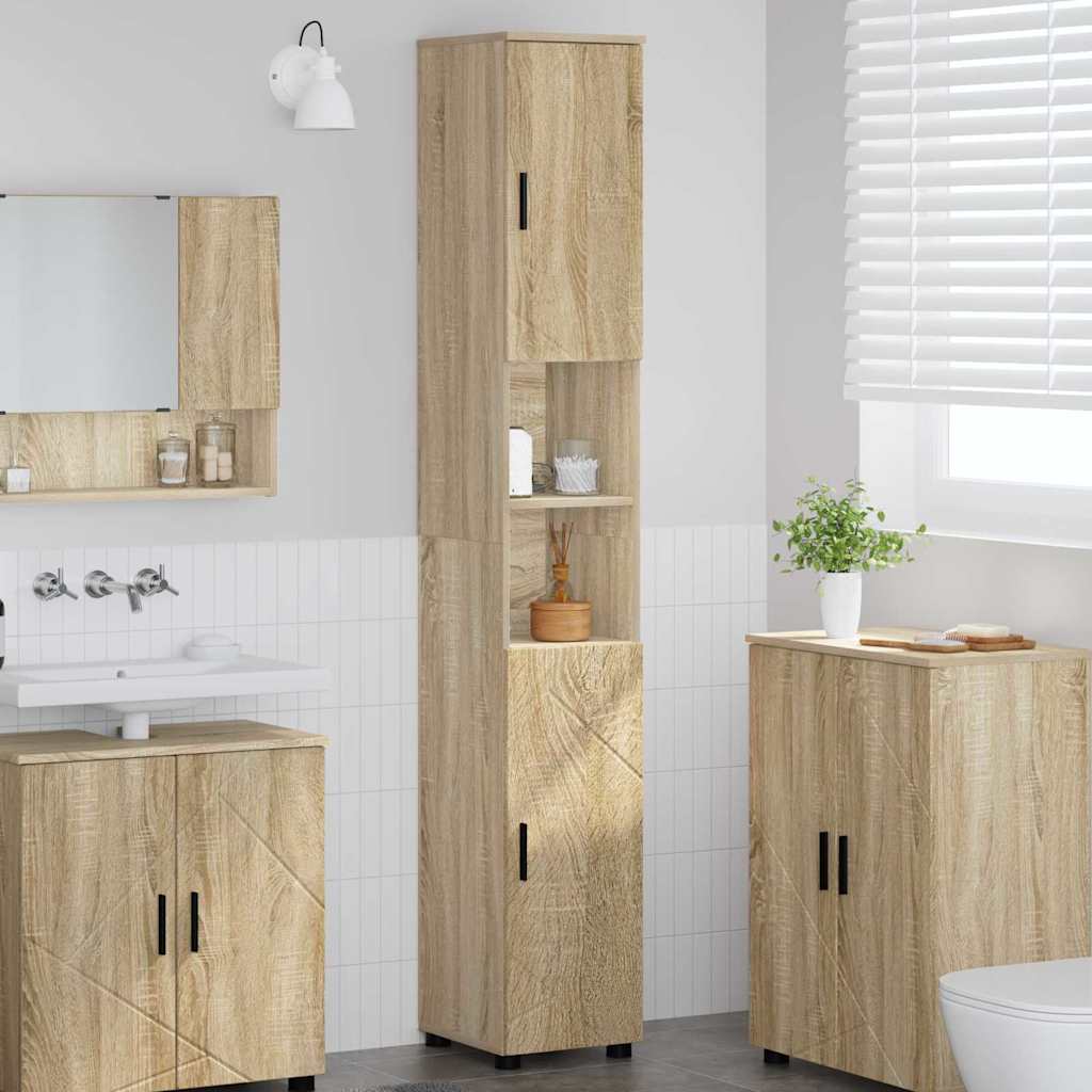 vidaXL Hoge badkamerkast met opslag Wit 30 x 35 x 192 cm Bewerkt hout
