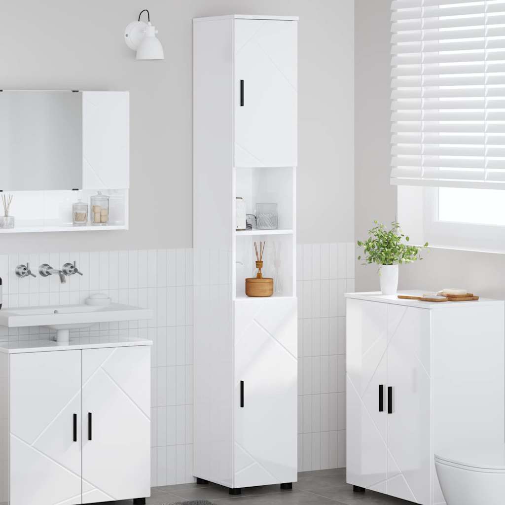 vidaXL Hoge badkamerkast met opslag Wit 30 x 35 x 192 cm Bewerkt hout