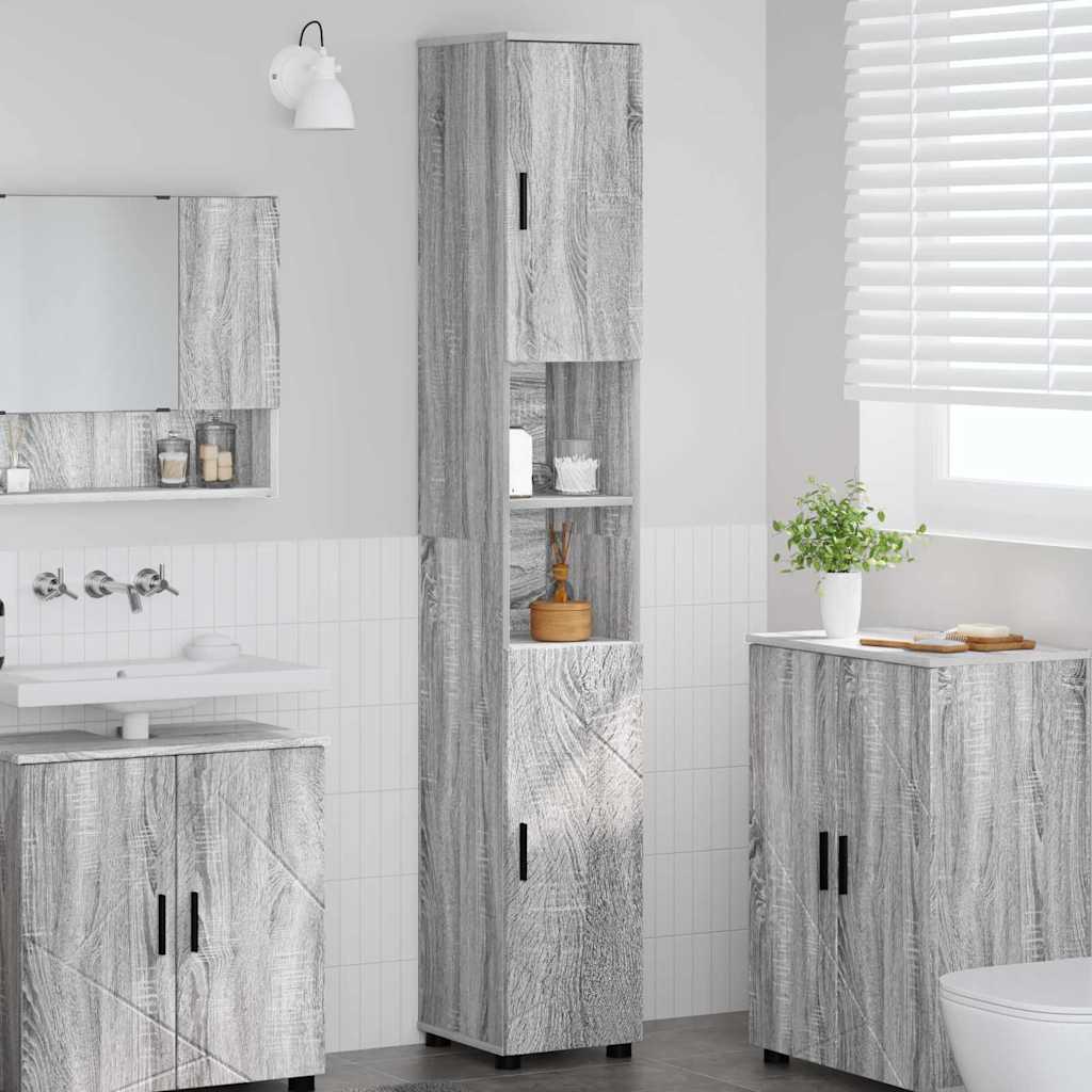 vidaXL Hoge badkamerkast met opslag Wit 30 x 35 x 192 cm Bewerkt hout