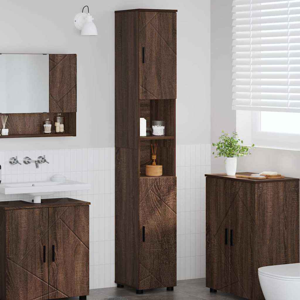 vidaXL Hoge badkamerkast met opslag Wit 30 x 35 x 192 cm Bewerkt hout