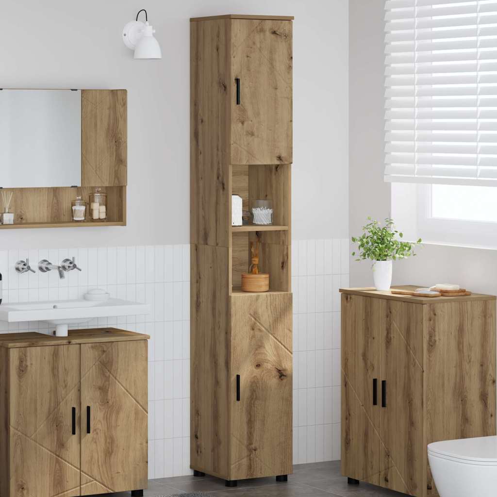 vidaXL Hoge badkamerkast met opslag Wit 30 x 35 x 192 cm Bewerkt hout