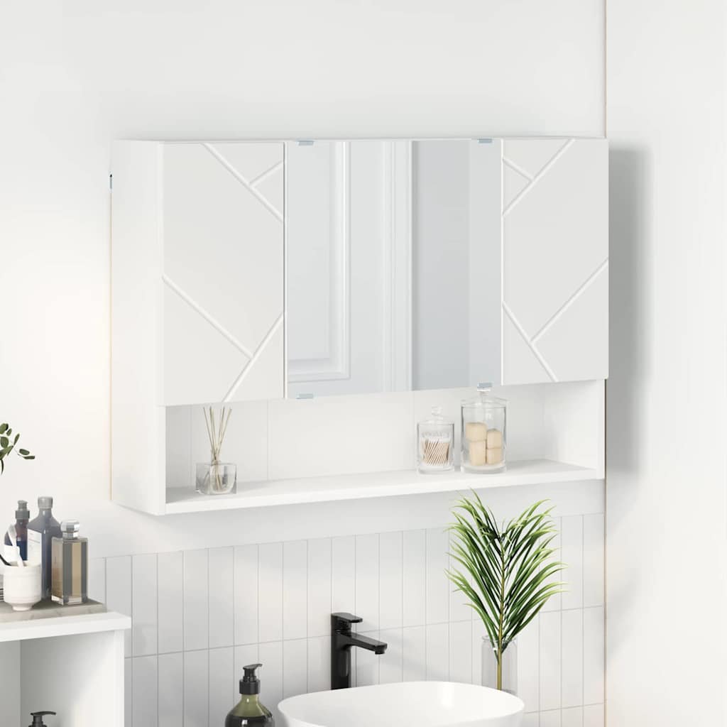 vidaXL Badkamer spiegelkast Wit 80 x 17 x 55 cm Bewerkt hout