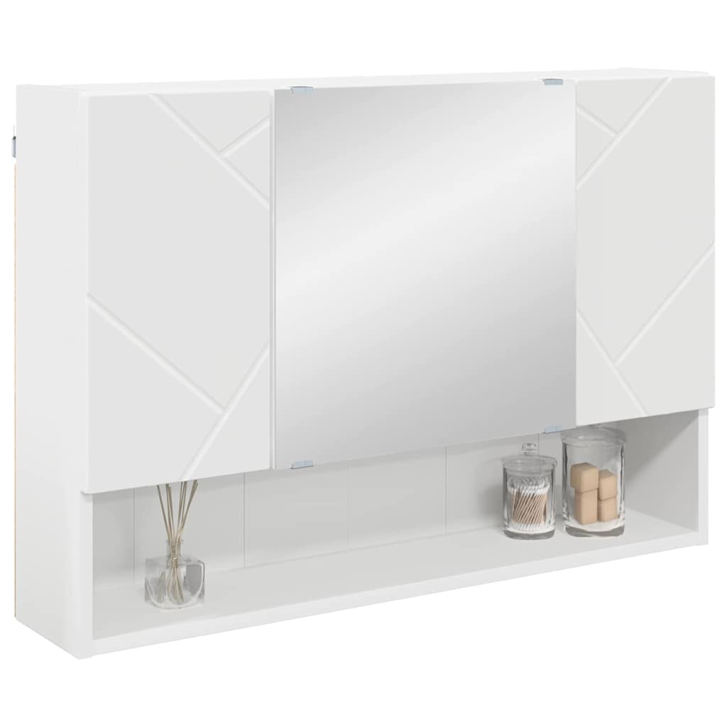 vidaXL Badkamer spiegelkast Wit 80 x 17 x 55 cm Bewerkt hout