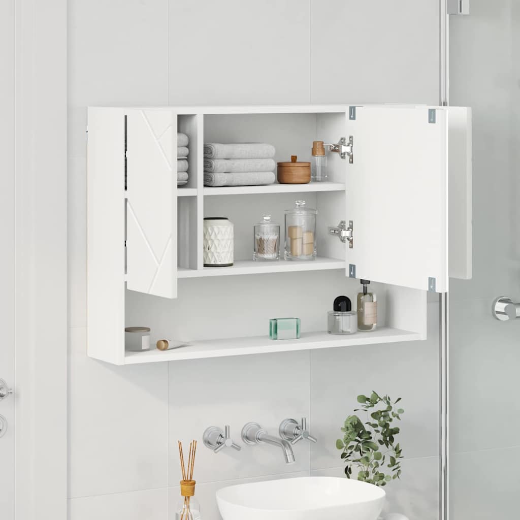 vidaXL Badkamer spiegelkast Wit 80 x 17 x 55 cm Bewerkt hout