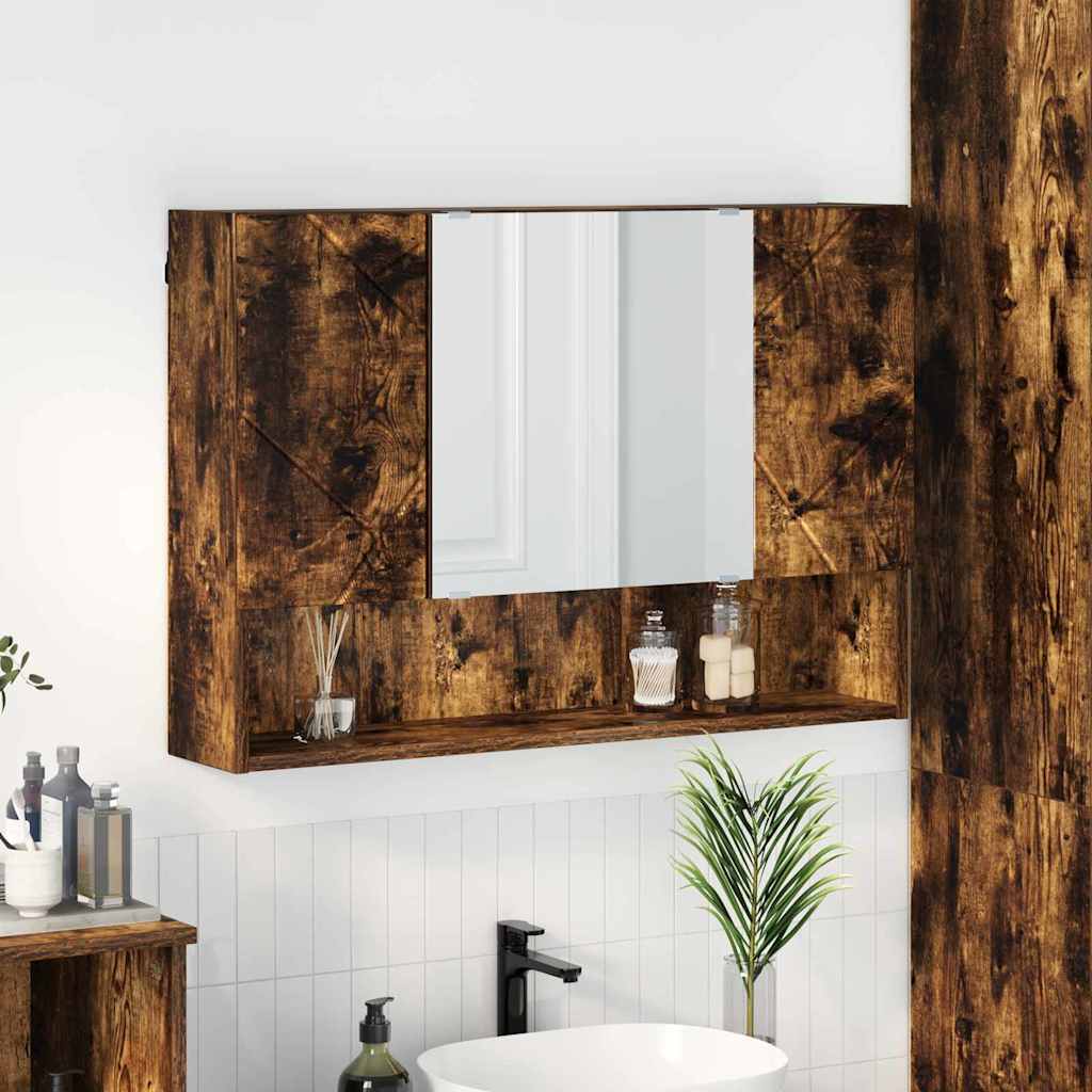 vidaXL Badkamer spiegelkast Wit 80 x 17 x 55 cm Bewerkt hout