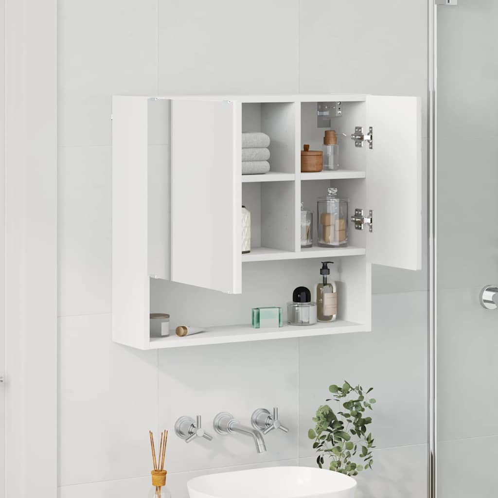 vidaXL Spiegelkast met plank Wit 59 x 17 x 55 cm Bewerkt hout