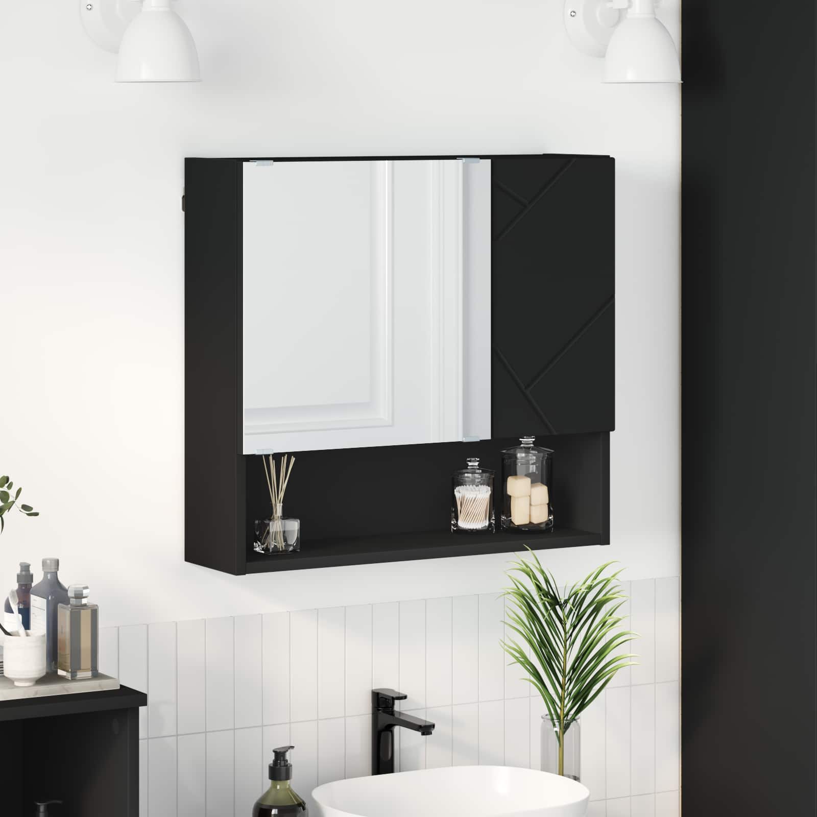 vidaXL Spiegelkast met plank Wit 59 x 17 x 55 cm Bewerkt hout