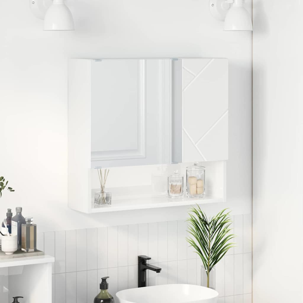 vidaXL Spiegelkast met plank Wit 59 x 17 x 55 cm Bewerkt hout