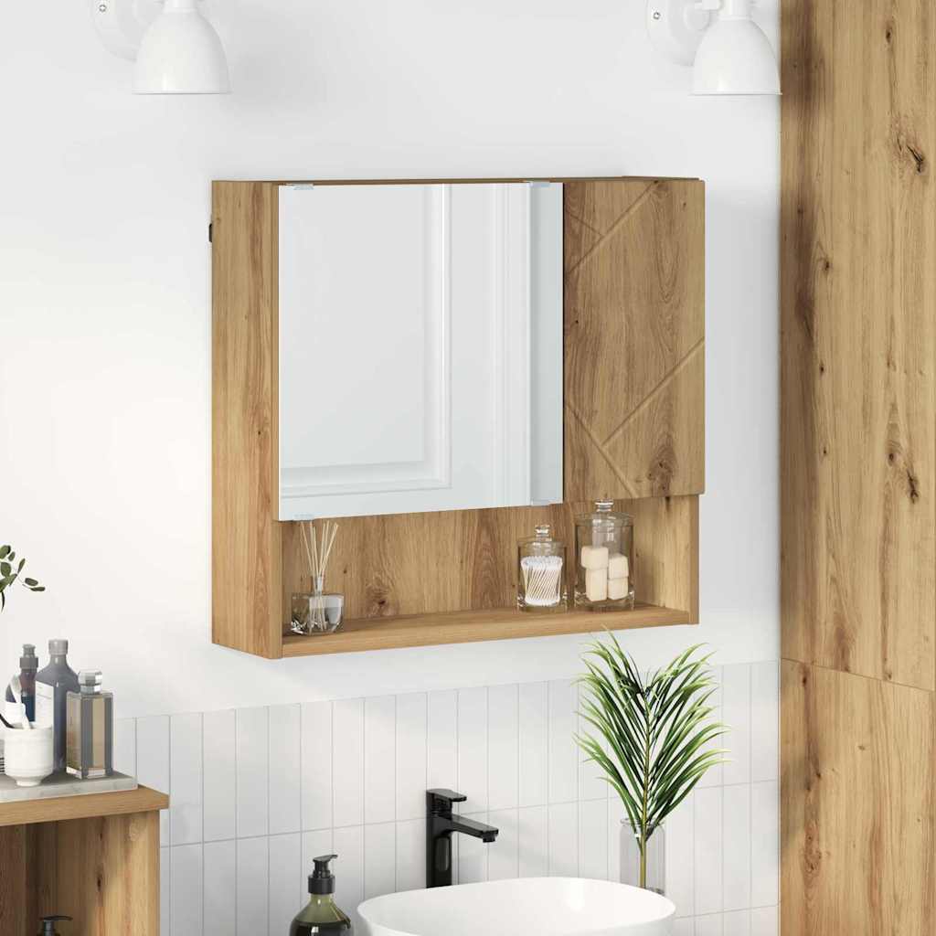 vidaXL Spiegelkast met plank Wit 59 x 17 x 55 cm Bewerkt hout