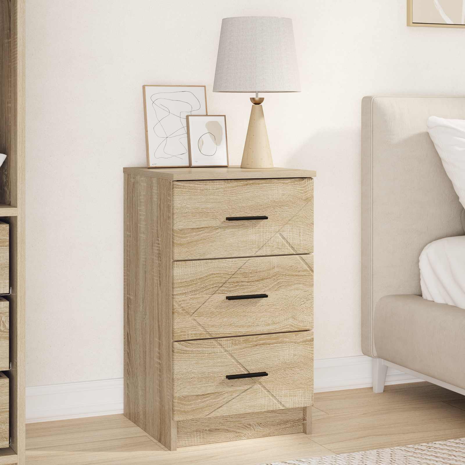 vidaXL Nachtkastje met lade Wit 38 x 38 x 66 cm Bewerkt hout