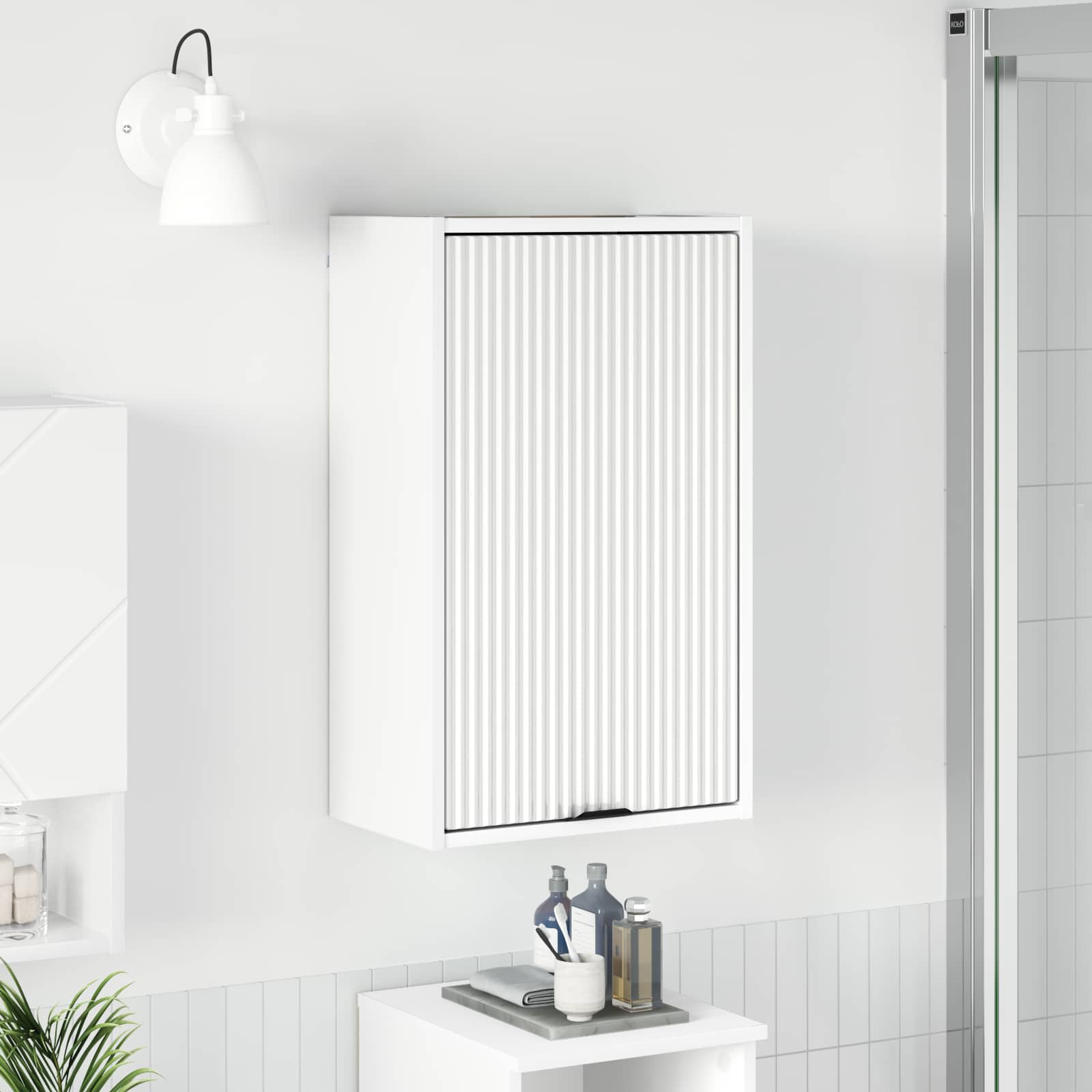 vidaXL Badkamer Kast Wandgemonteerd Wit 39 x 23.5 x 65 cm Bewerkt hout