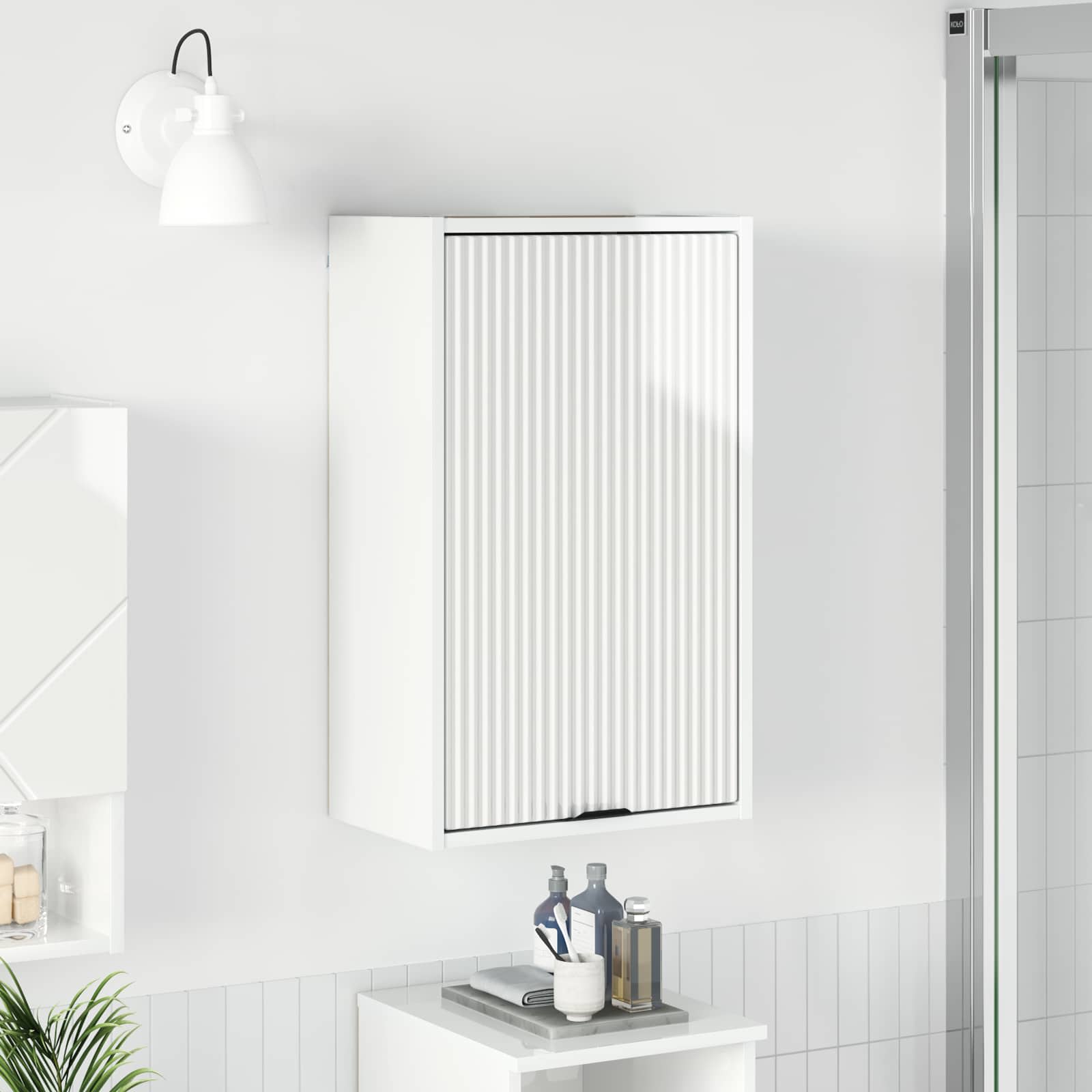 vidaXL Badkamer Kast Wandgemonteerd Wit 39 x 23.5 x 65 cm Bewerkt hout