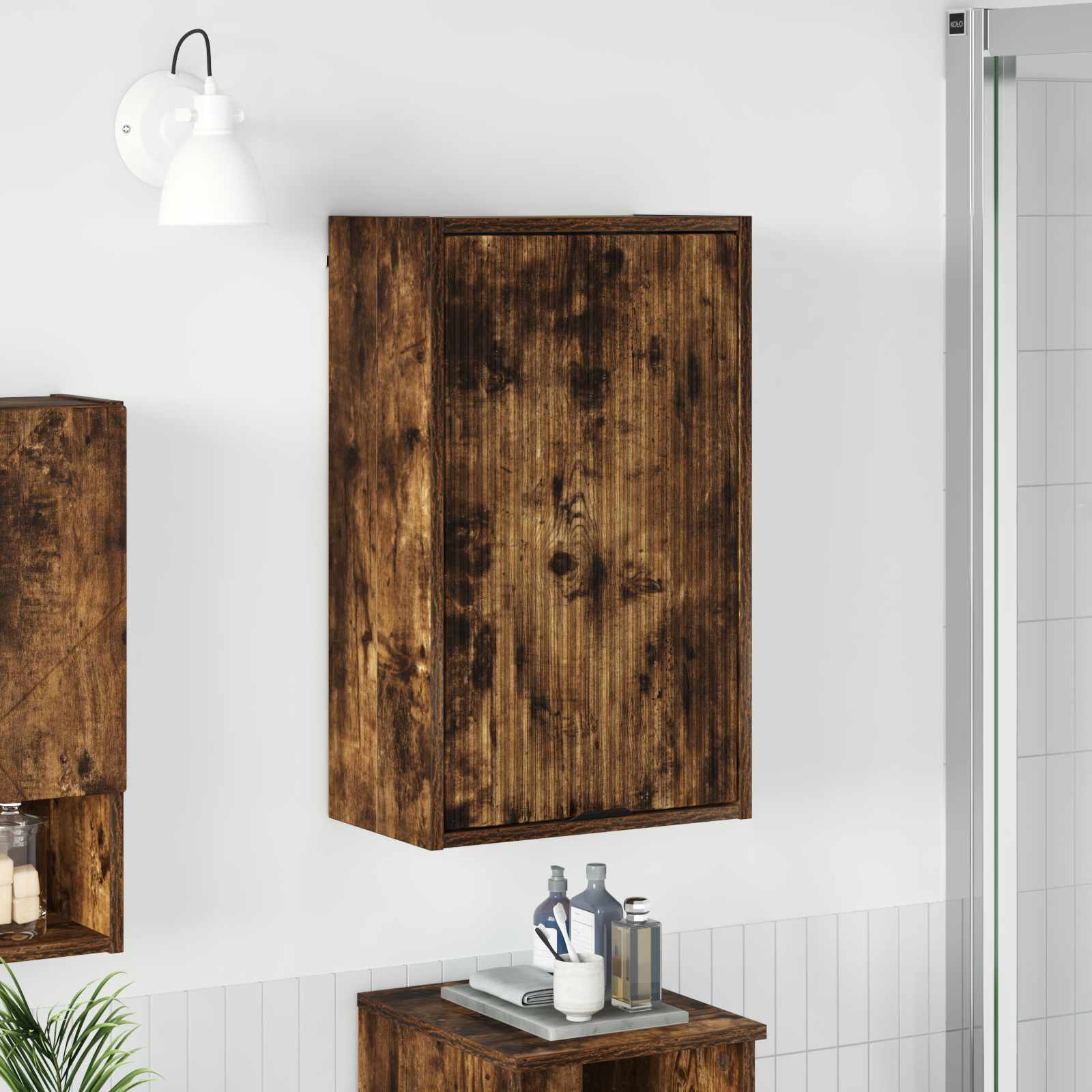 vidaXL Badkamer Kast Wandgemonteerd Wit 39 x 23.5 x 65 cm Bewerkt hout