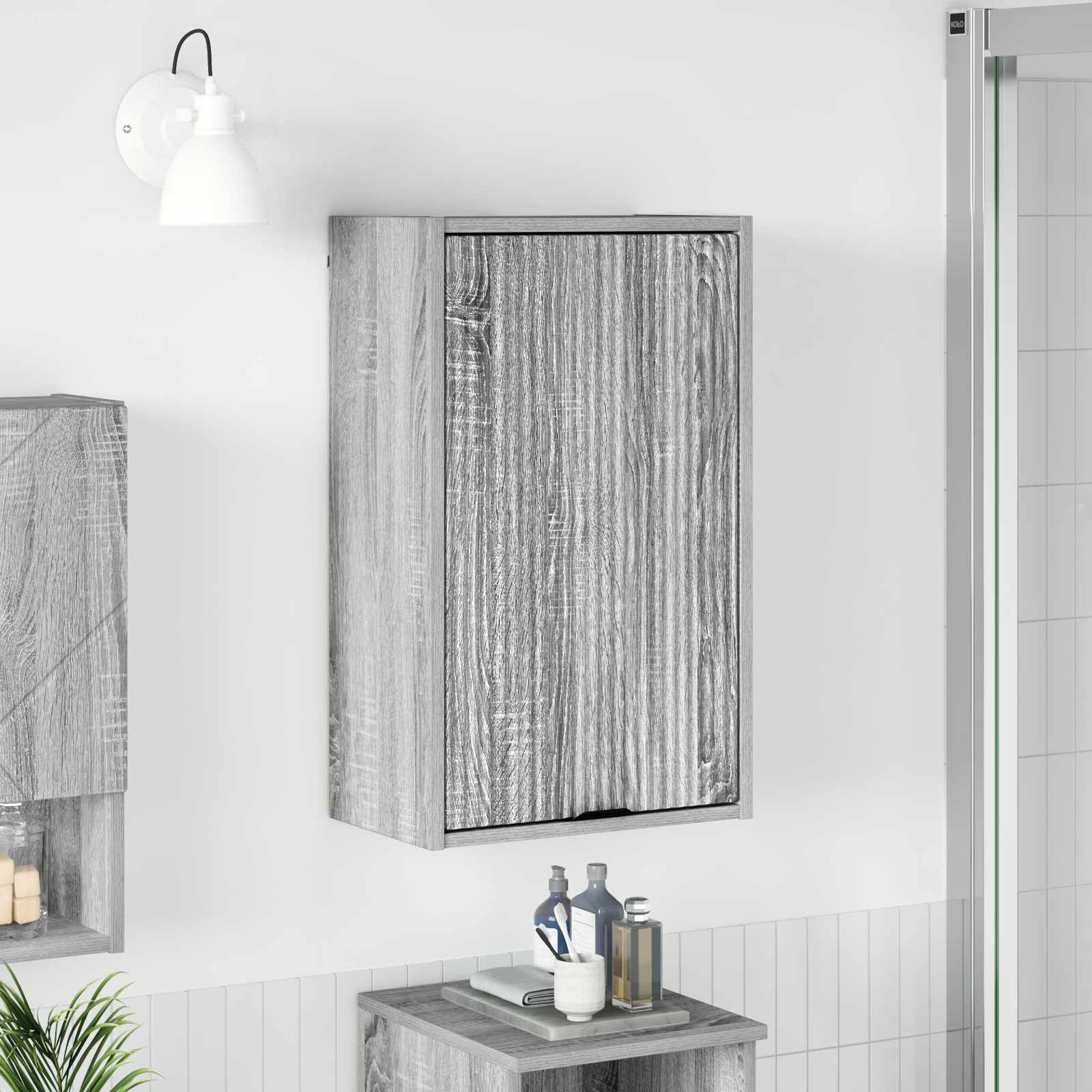 vidaXL Badkamer Kast Wandgemonteerd Wit 39 x 23.5 x 65 cm Bewerkt hout