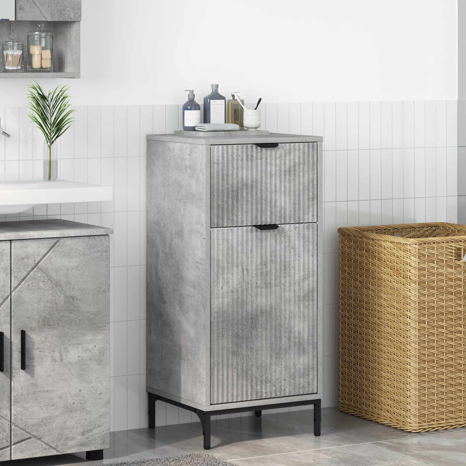 vidaXL Badkamer Kast met lade Wit 39.5 x 36 x 88 cm Bewerkt hout
