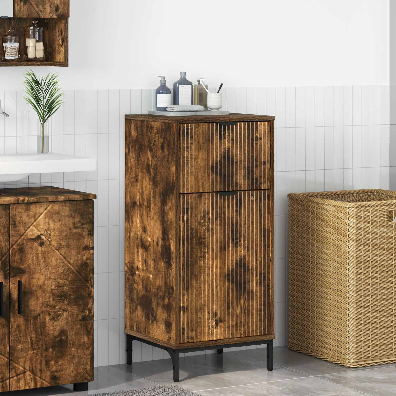 vidaXL Badkamer Kast met lade Wit 39.5 x 36 x 88 cm Bewerkt hout