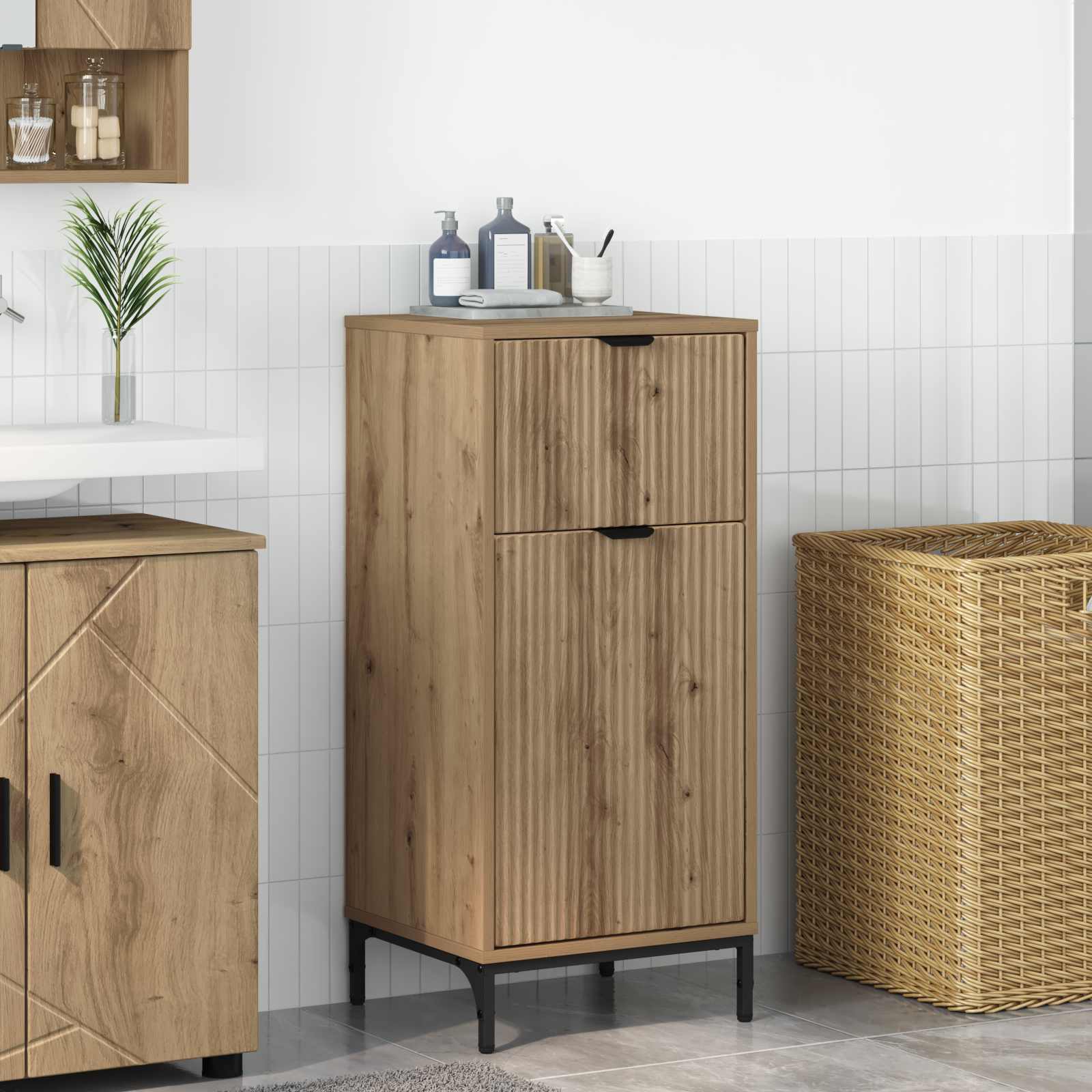 vidaXL Badkamer Kast met lade Wit 39.5 x 36 x 88 cm Bewerkt hout