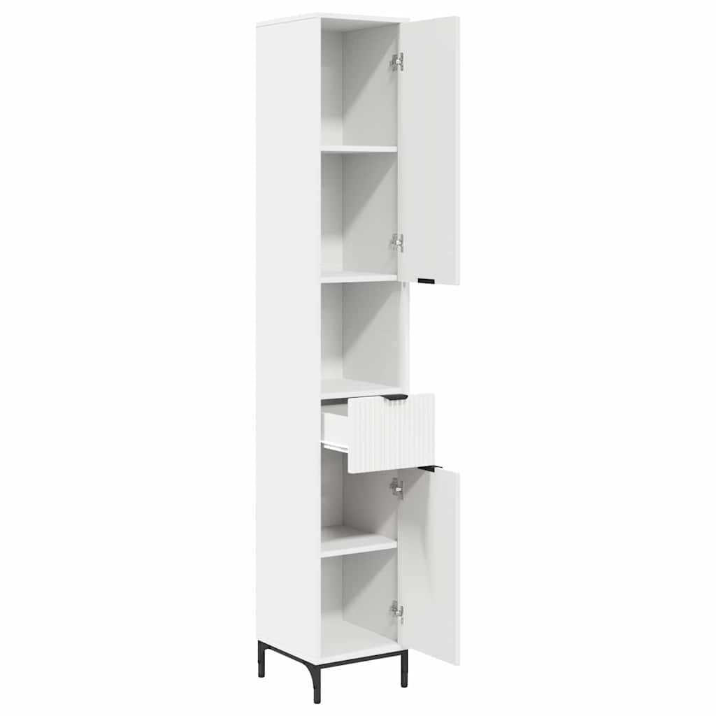 vidaXL Hoge badkamerkast met lade Wit 31.5 x 33 x 190 cm Bewerkt hout
