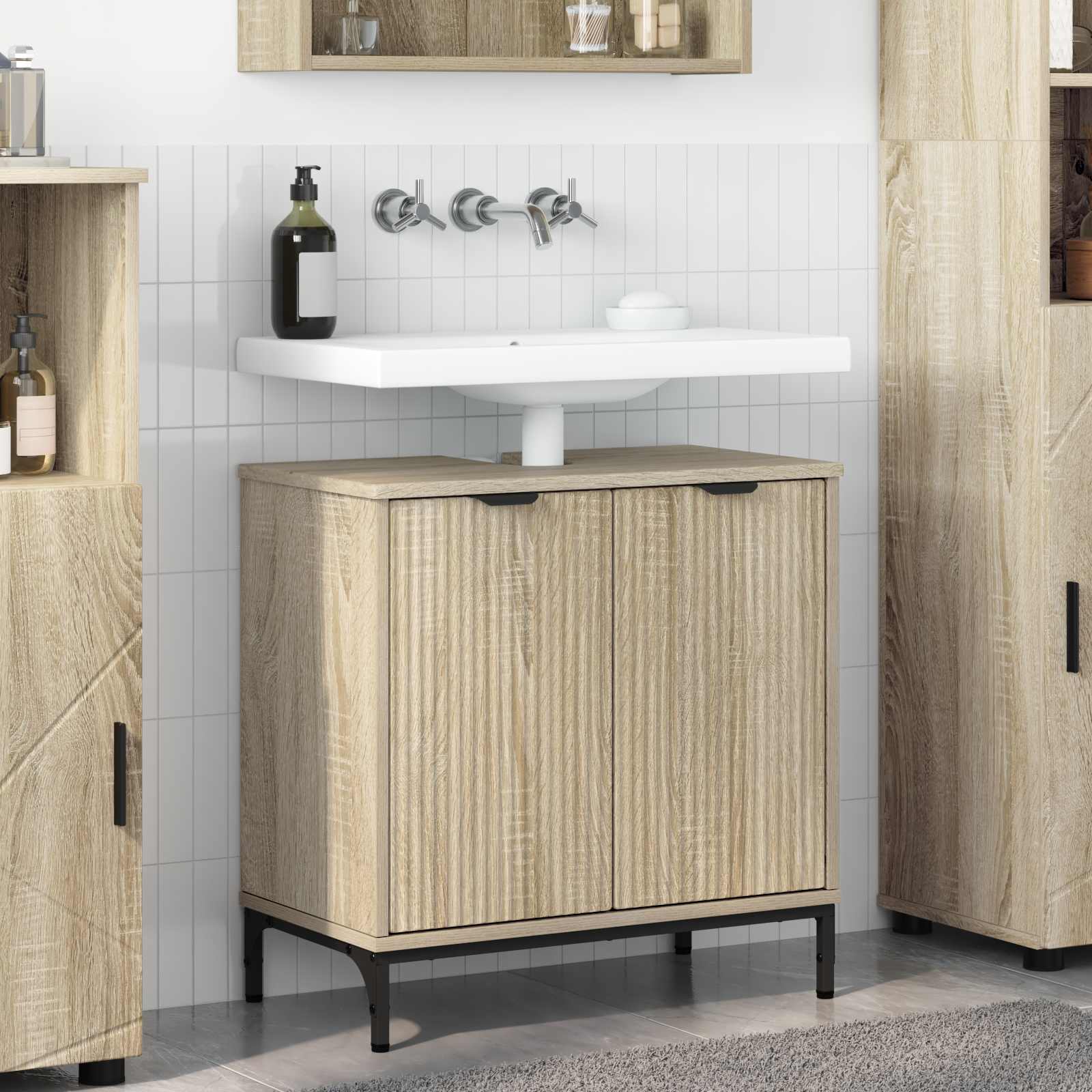 vidaXL Badkamertenk te kast Wit 60,5 x 33,5 x 61 cm Bewerkt hout