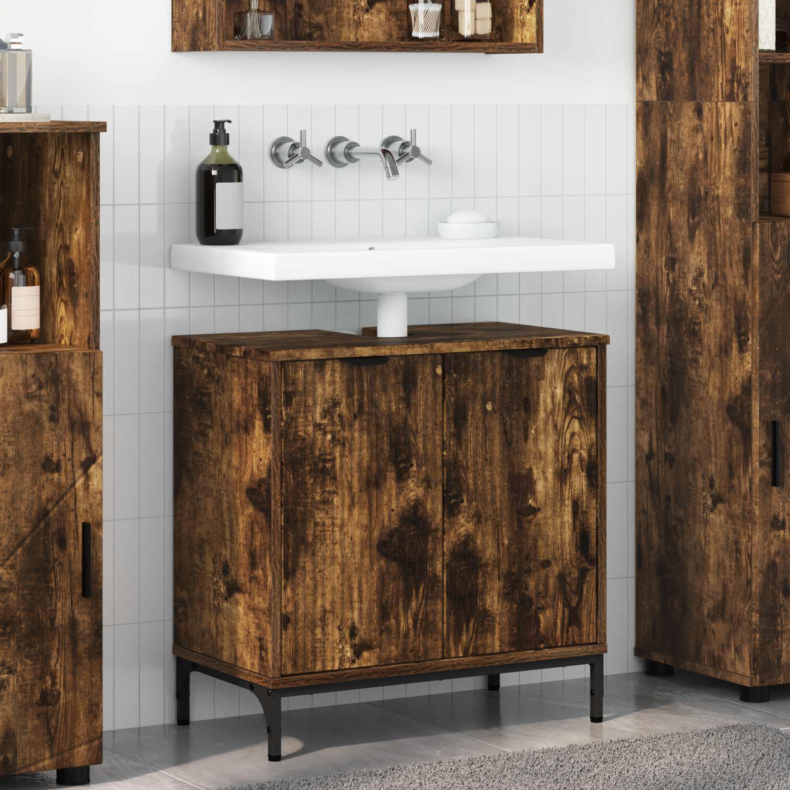 vidaXL Badkamertenk te kast Wit 60,5 x 33,5 x 61 cm Bewerkt hout
