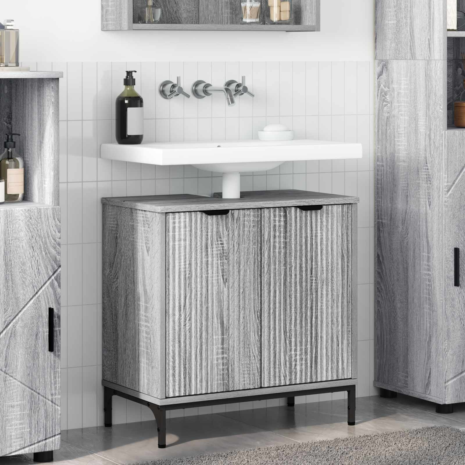 vidaXL Badkamertenk te kast Wit 60,5 x 33,5 x 61 cm Bewerkt hout