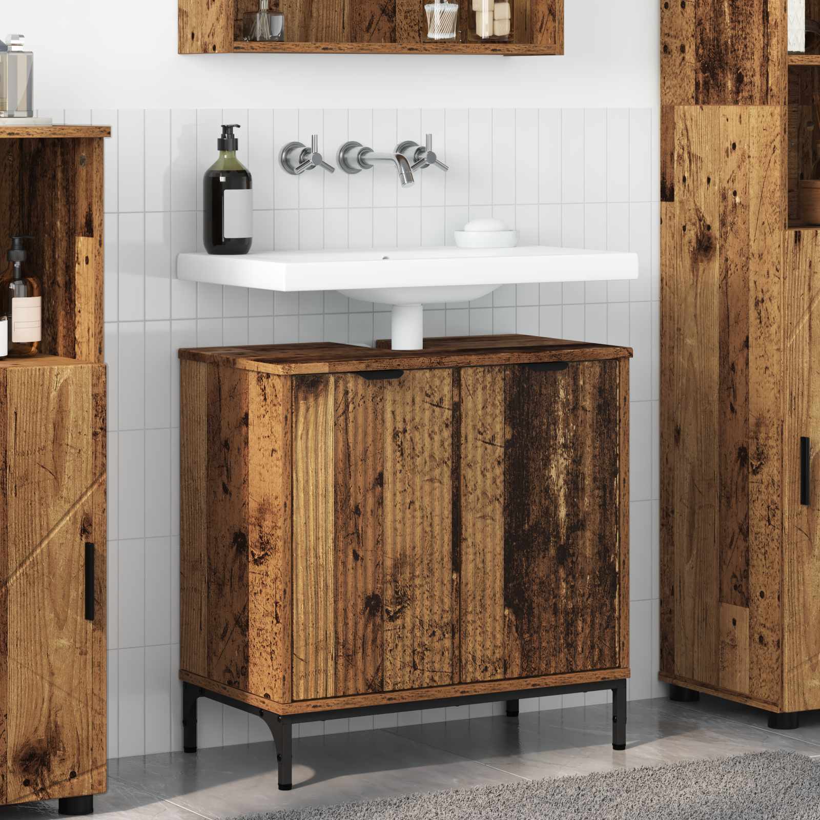 vidaXL Badkamertenk te kast Wit 60,5 x 33,5 x 61 cm Bewerkt hout