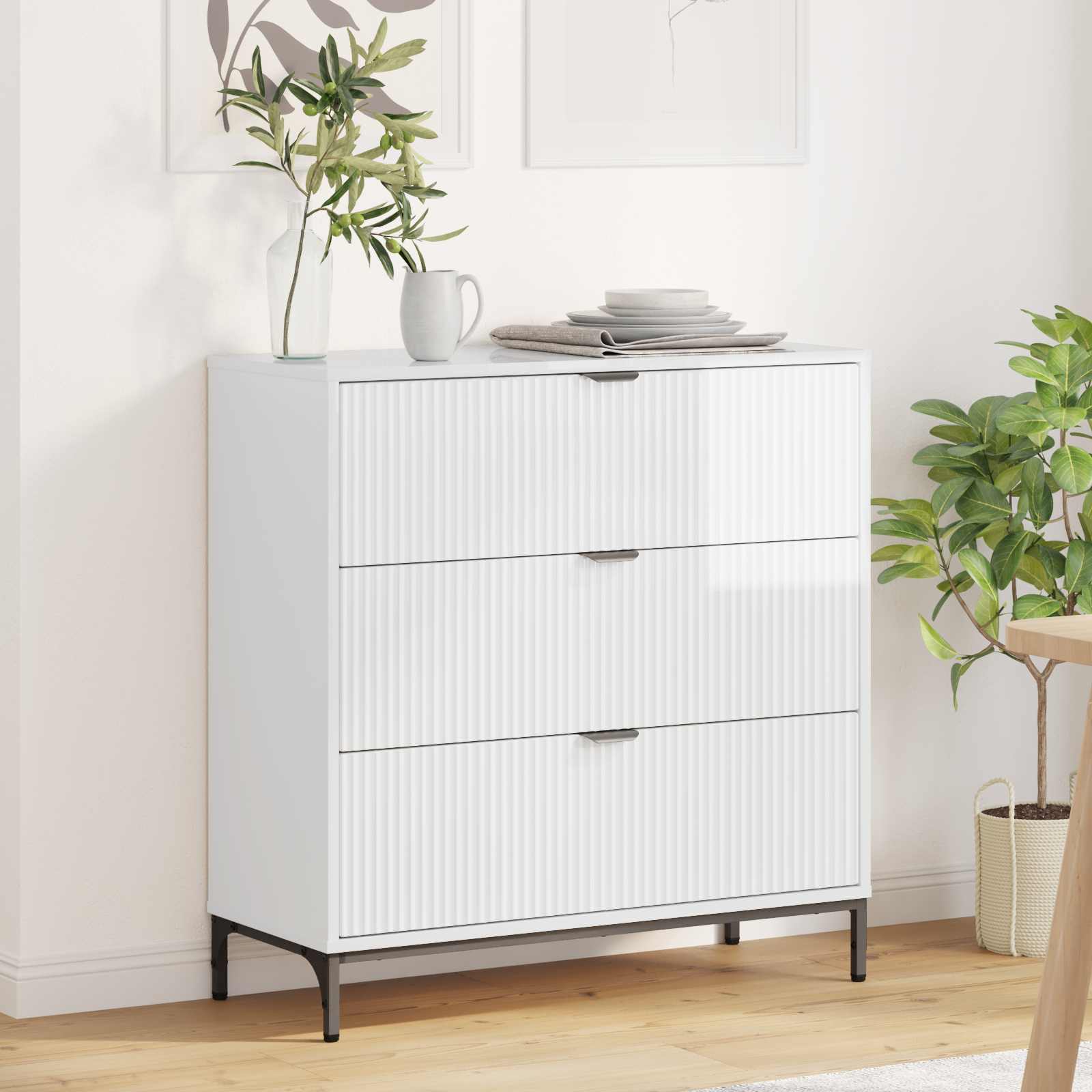 vidaXL Dressoir met lade Wit 79.5 x 33 x 82 cm Bewerkt hout